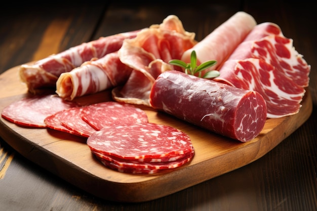 Assortiment diverse soorten Italiaanse vleeswaren Salami rauwe ham soppressata capocollo