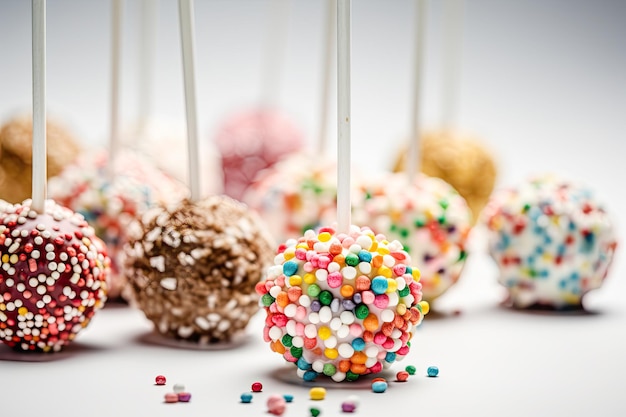 Assortiment felgekleurde cake pops Ai generatief