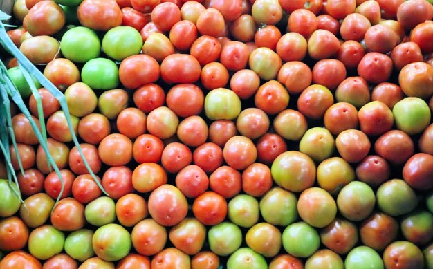 Assortiment groenten en fruit op de groentemarkt