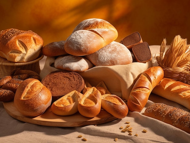 Assortiment heerlijk brood voor productposter