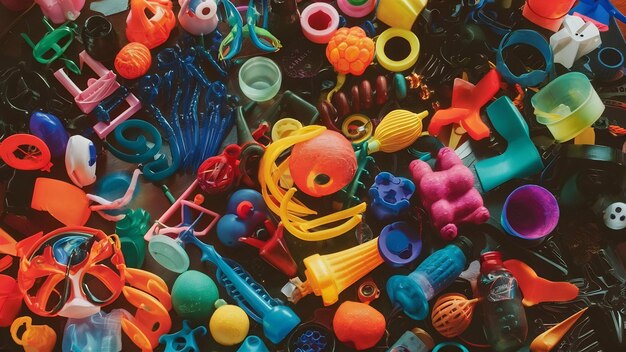 Foto assortiment niet-eco-vriendelijke plastic voorwerpen