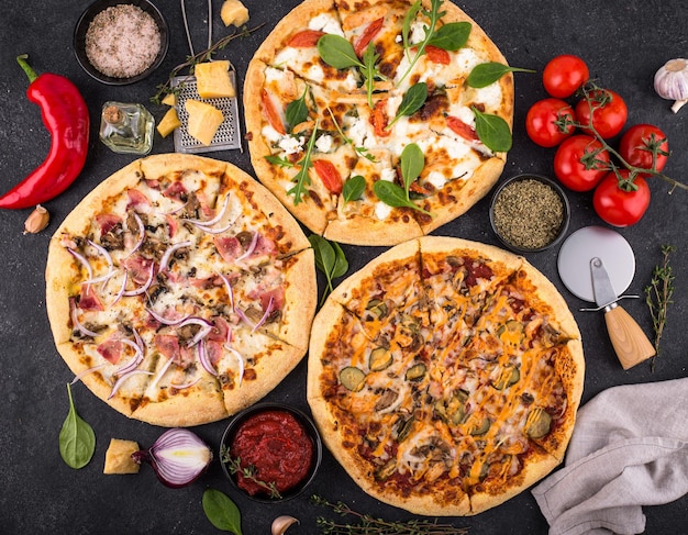 Assortiment van diverse soorten Italiaanse pizza