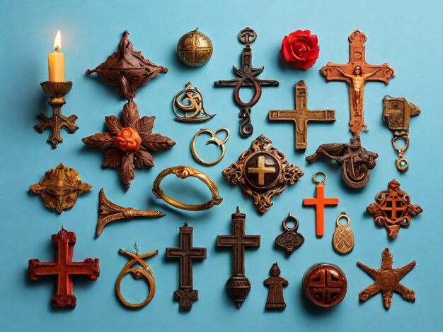 Foto assortiment van religieuze symbolen