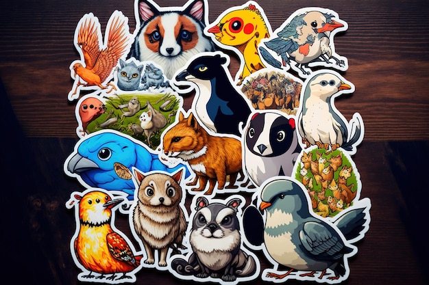 Assortiment van verschillende dierenstickers