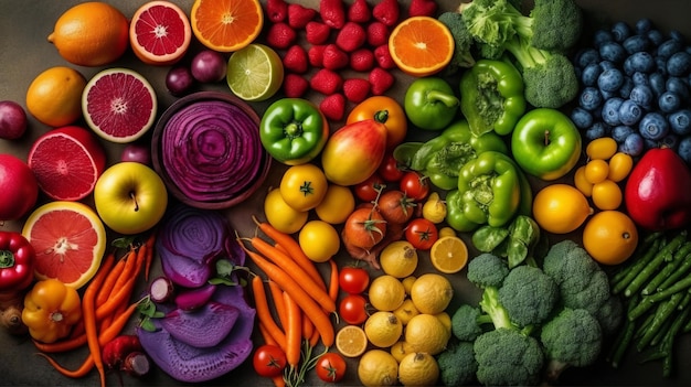 Assortiment van verse biologische groenten en fruit Al gegenereerd