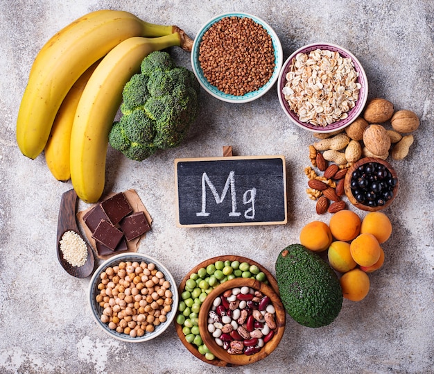 Assortiment van voedsel dat magnesium bevat