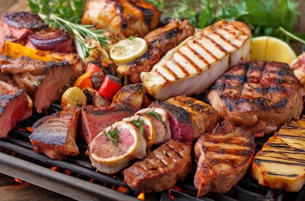 Assortiment vlees op de grill