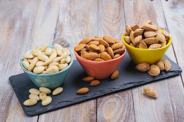 Assortment of almond nuts