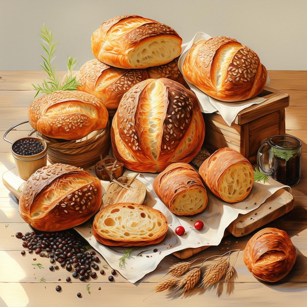 assortment of baked bread