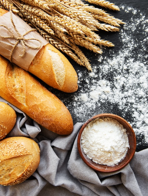 assortment of baked bread