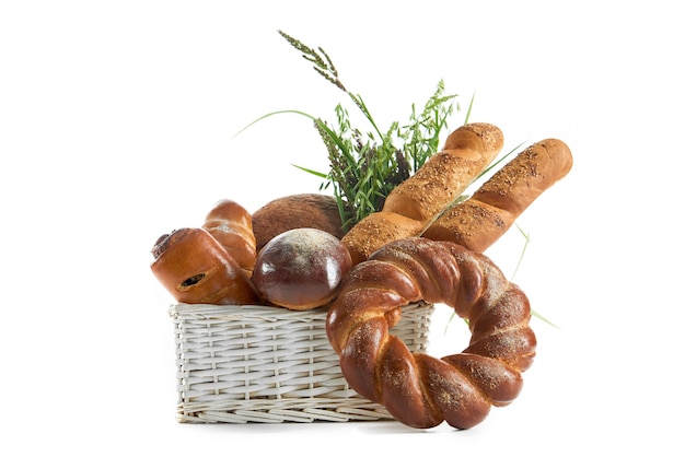 Assortment of bread isolated on white