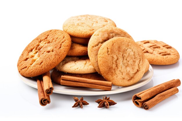 Assortment of cinnamon cookies isolated on white background