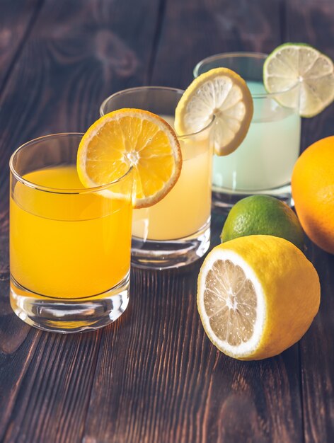 Assortment of citrus juices