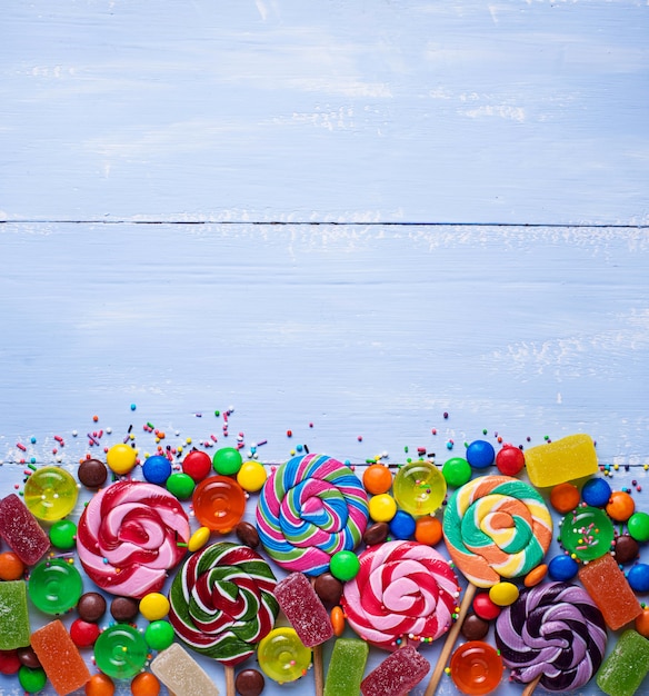 assortment of colorful candies and lollipops