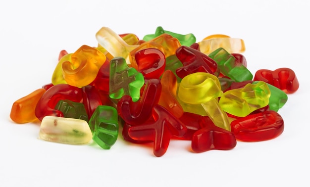assortment of colorful candy letters