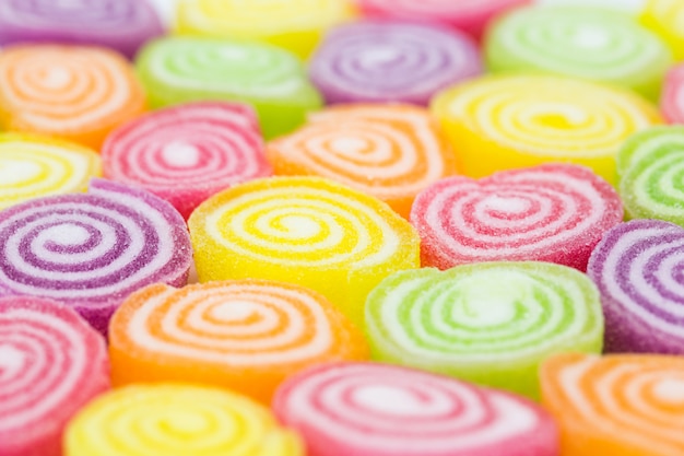 Assortment of colorful fruit jelly candy