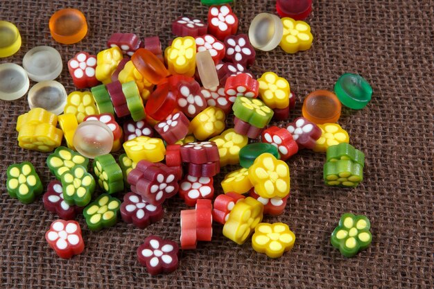 Assortment of colorful fruit jelly candy