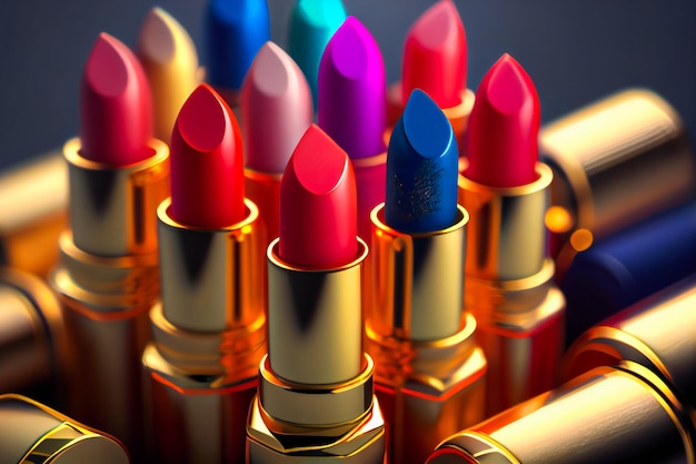 Assortment of Colorful Lipsticks Generative AI