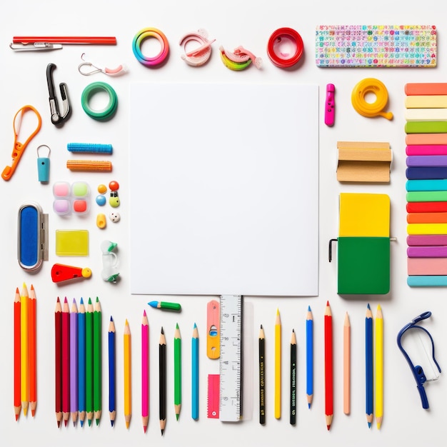 Assortment of Colorful School Supplies