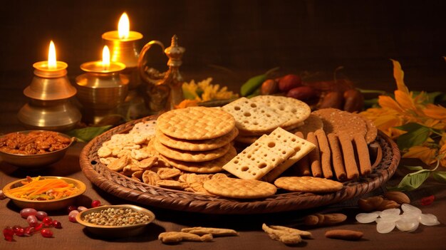 Photo assortment of cookies and spices on wooden background selective focus