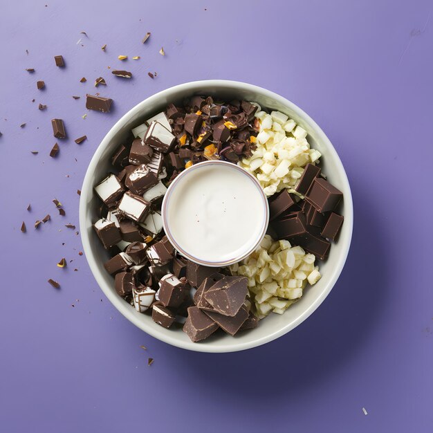 Foto assortimento di barrette di cioccolato schiacciate e dolcezza di latte fresco per i social media