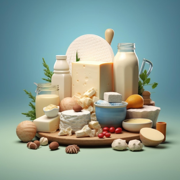 Assortment of dairy products concept