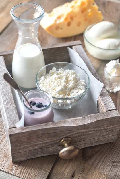 Assortment of dairy products