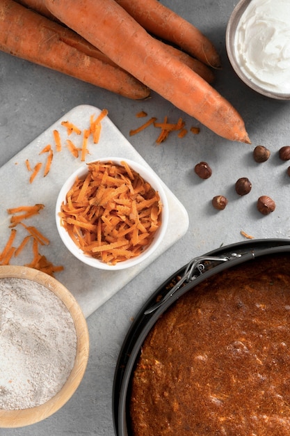 Assortment of delicious healthy dessert with carrot