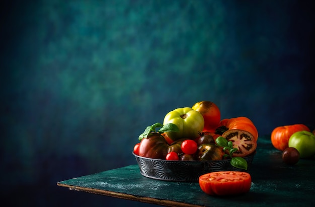 Assortment of different colorful tomatoes