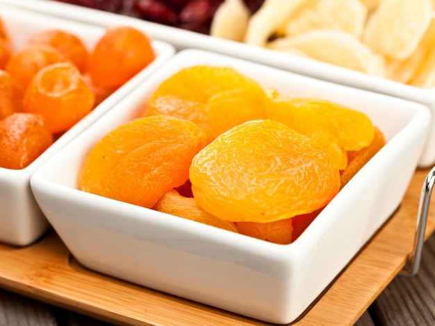 assortment different dried fruits close up