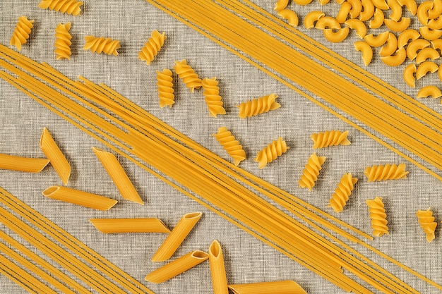 Assortment of different shape pastas