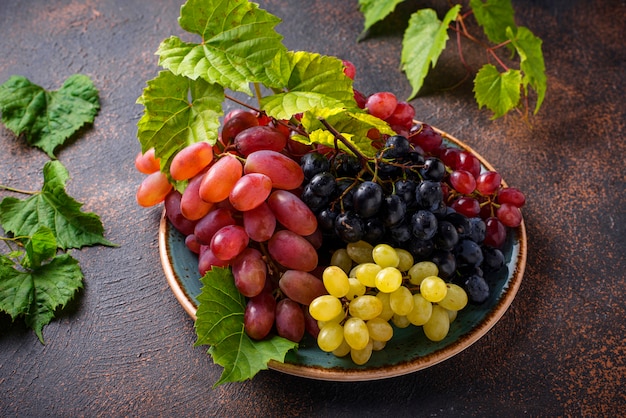 Ассортимент разных сортов винограда