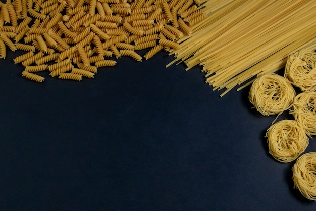 Assortment of different types of dry pasta