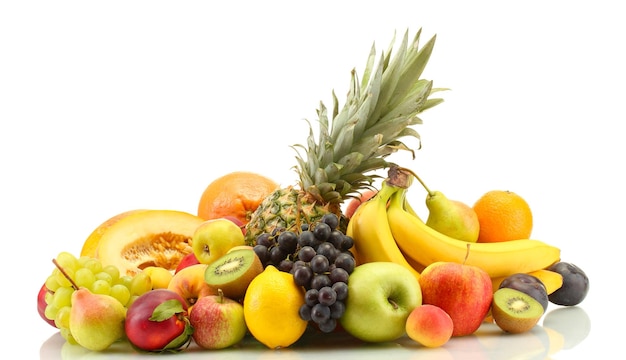 Assortment of exotic fruits isolated on white