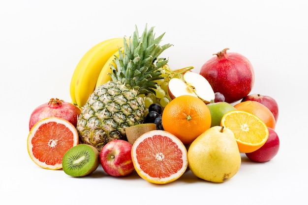 Assortment of exotic fruits isolated on white