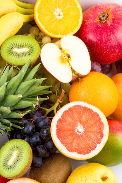 Assortment of exotic fruits isolated on white