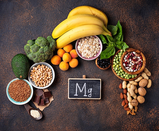 Assortment of  food containing magnesium