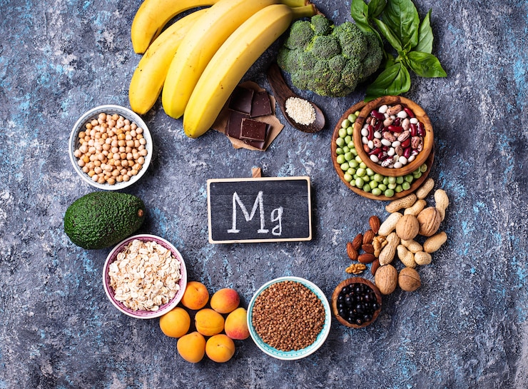 Photo assortment of  food containing magnesium