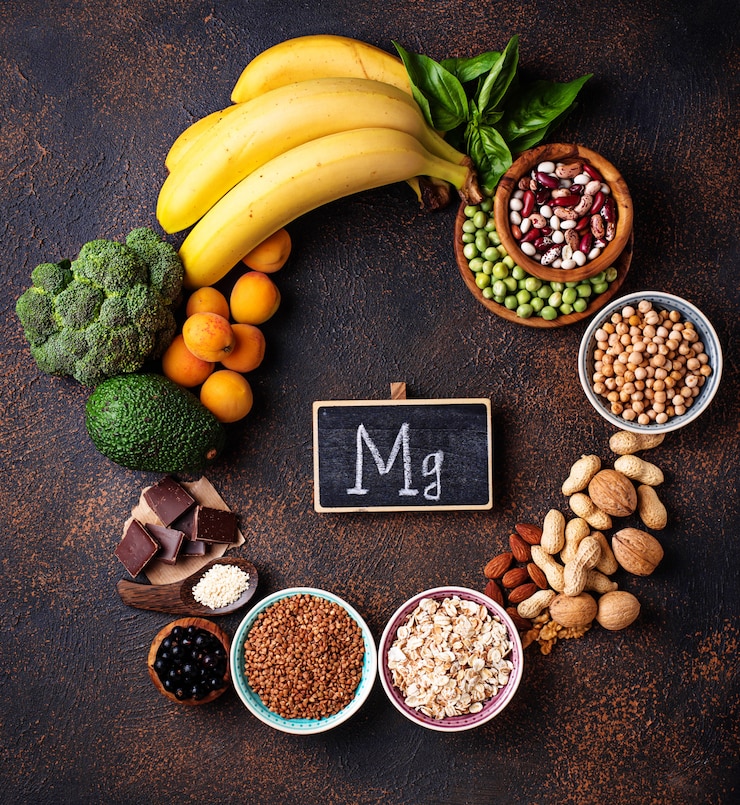 Photo assortment of  food containing magnesium