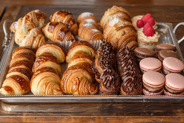 assortment of french pastries on a tray