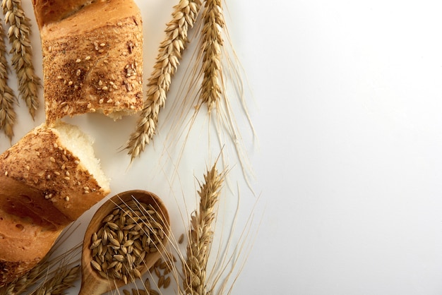 Assortment of fresh bread isolated on white