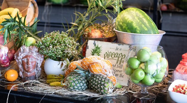 assortment of fresh fruits on the counter