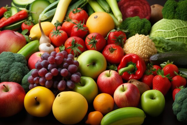 Assortment of fresh fruits and vegetables