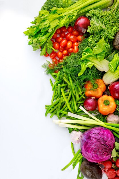 Assortment of fresh healthy vegetables. Top view.