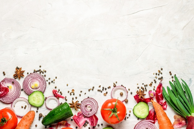 Assortment Fresh Organic Vegetables Scattered White Background Nature Country Style Market Concept Local Garden