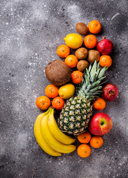 Assortment of fresh tropical fruits