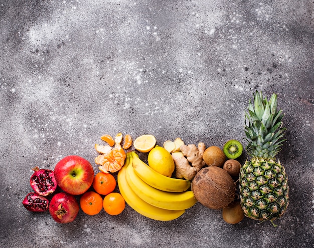 Assortment of fresh tropical fruits