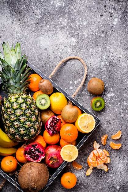 Assortment of fresh tropical fruits