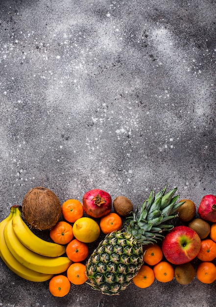 Assortment of fresh tropical fruits