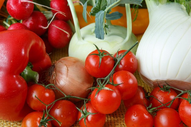 Assortment of fresh vegetables close up